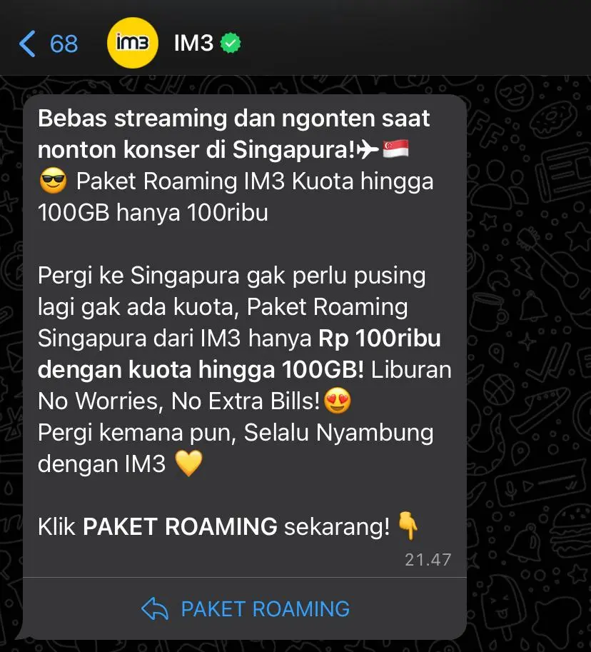 Contoh broadcast WhatsApp yang menarik.